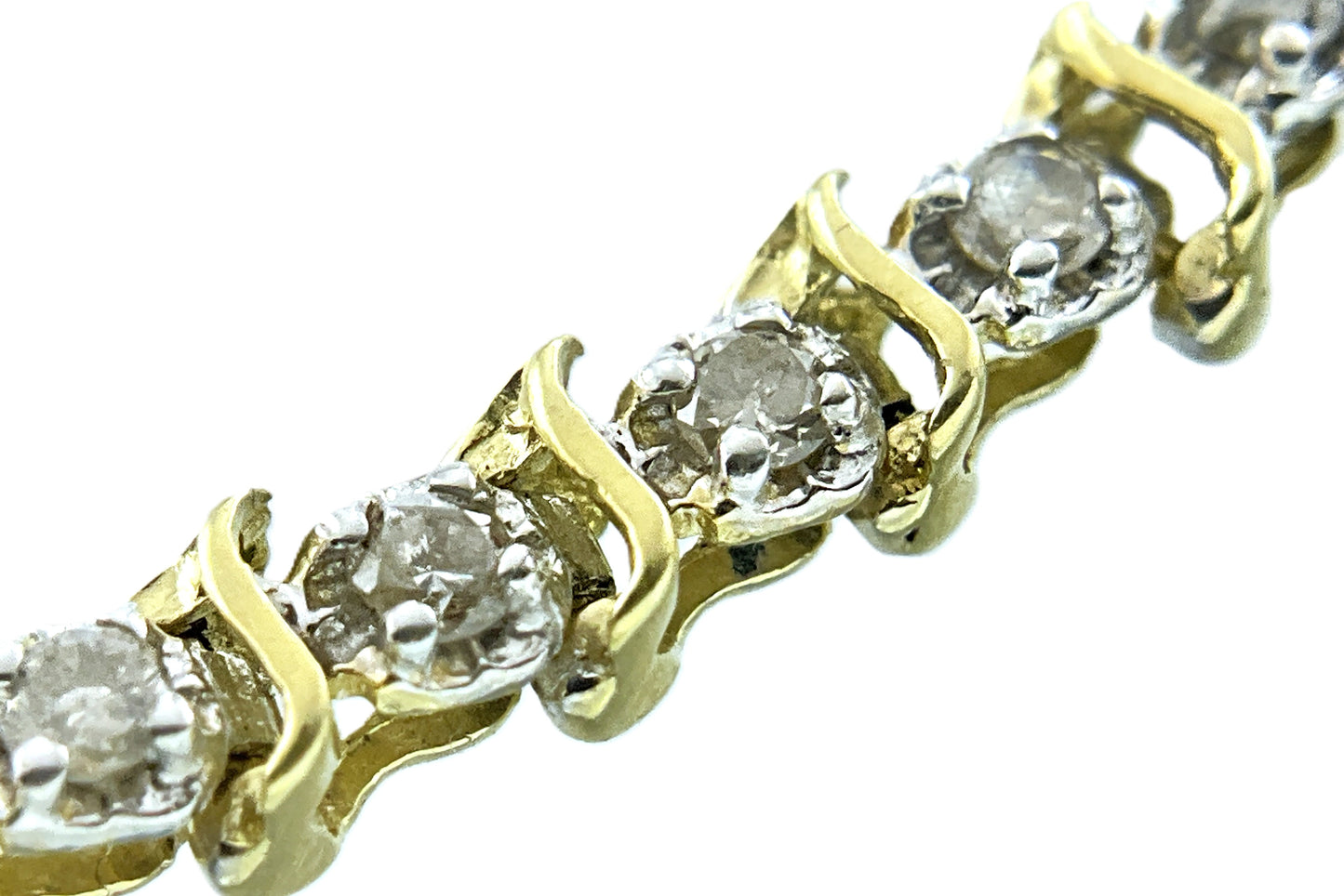 14K Gold and 2.76 Total Diamond Tennis Bracelet 7.25in x 3.8mm AU432