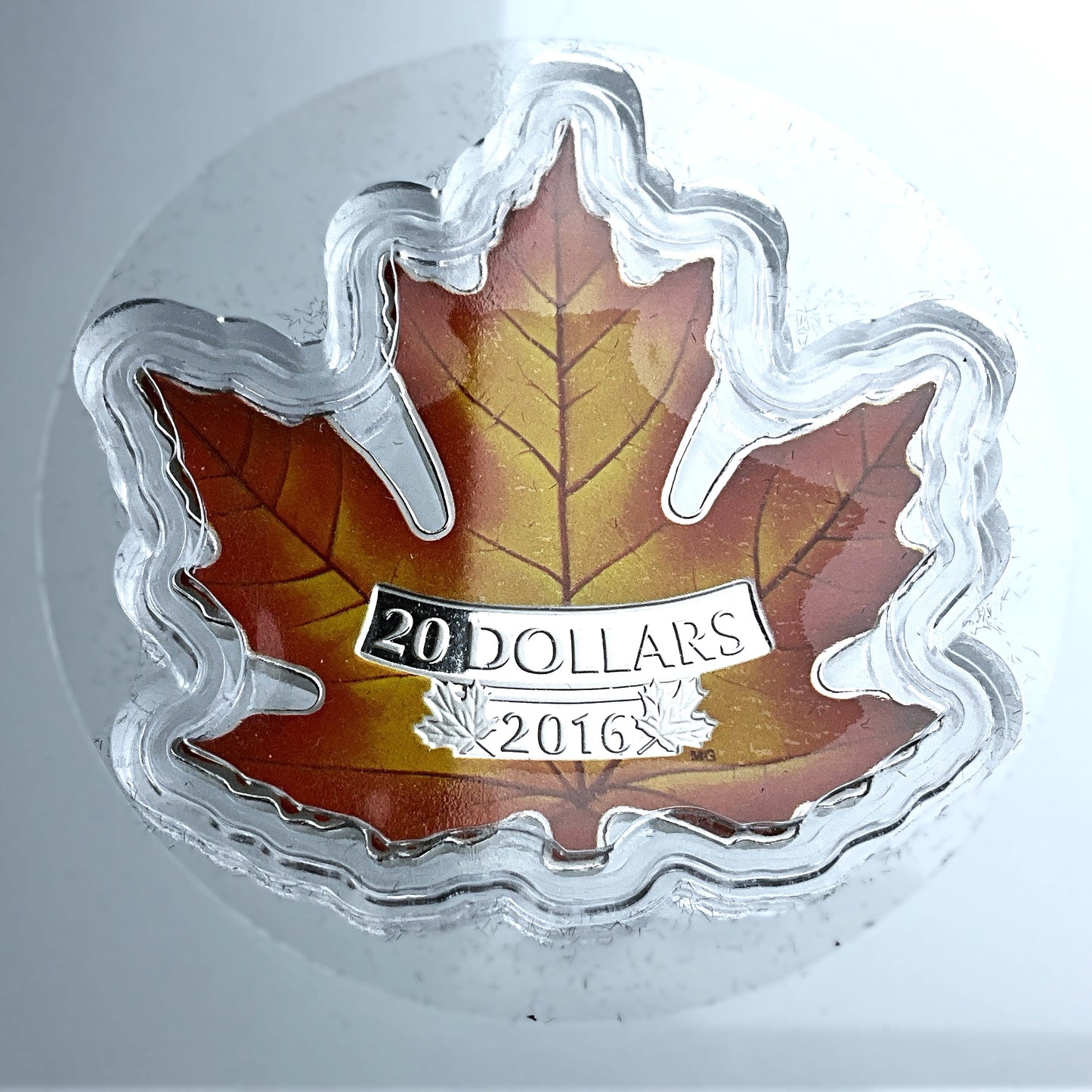 1.01 ozt Colourful Maple Leaf Shape 9999 $20
