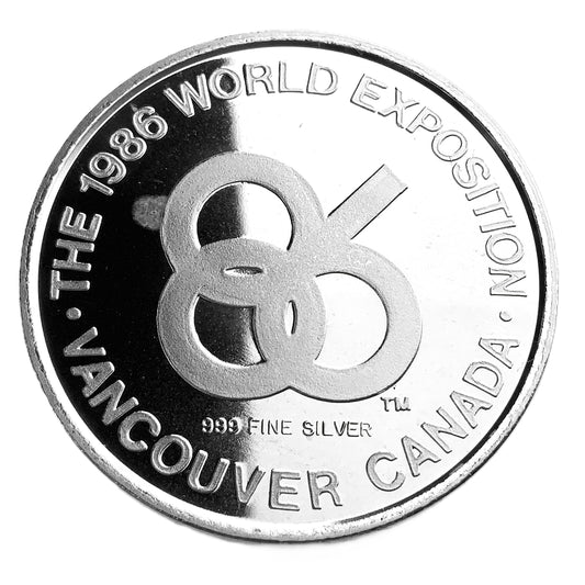 .542 ozt 1986 World Exposition 999 Silver