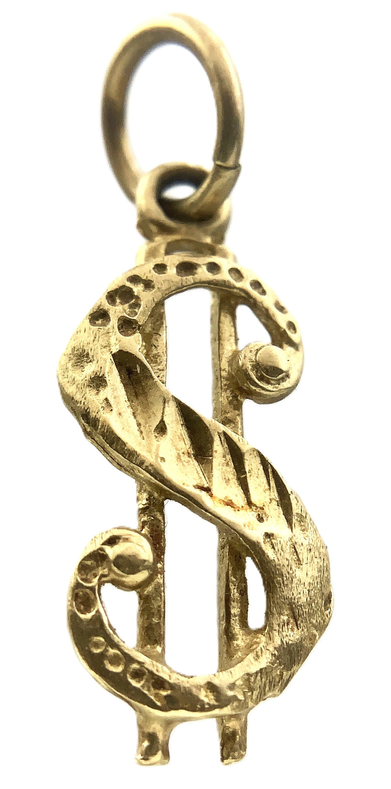 10K Yellow Gold Dollar Sign Money Charm Pendant AU341