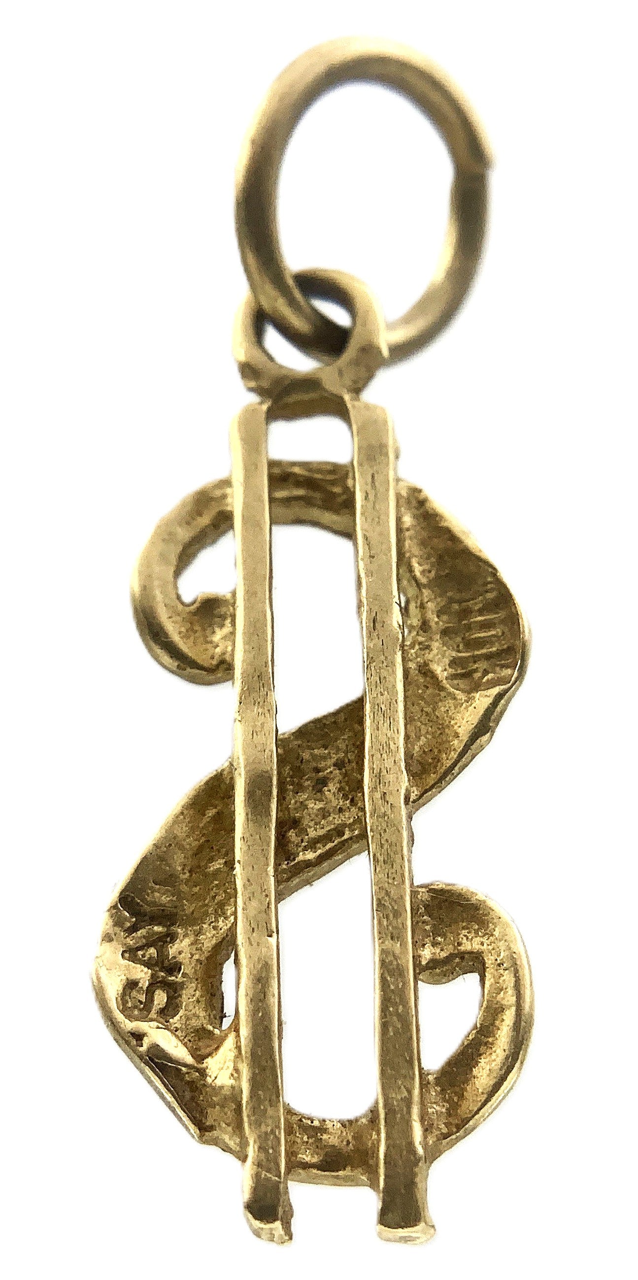 10K Yellow Gold Dollar Sign Money Charm Pendant AU341