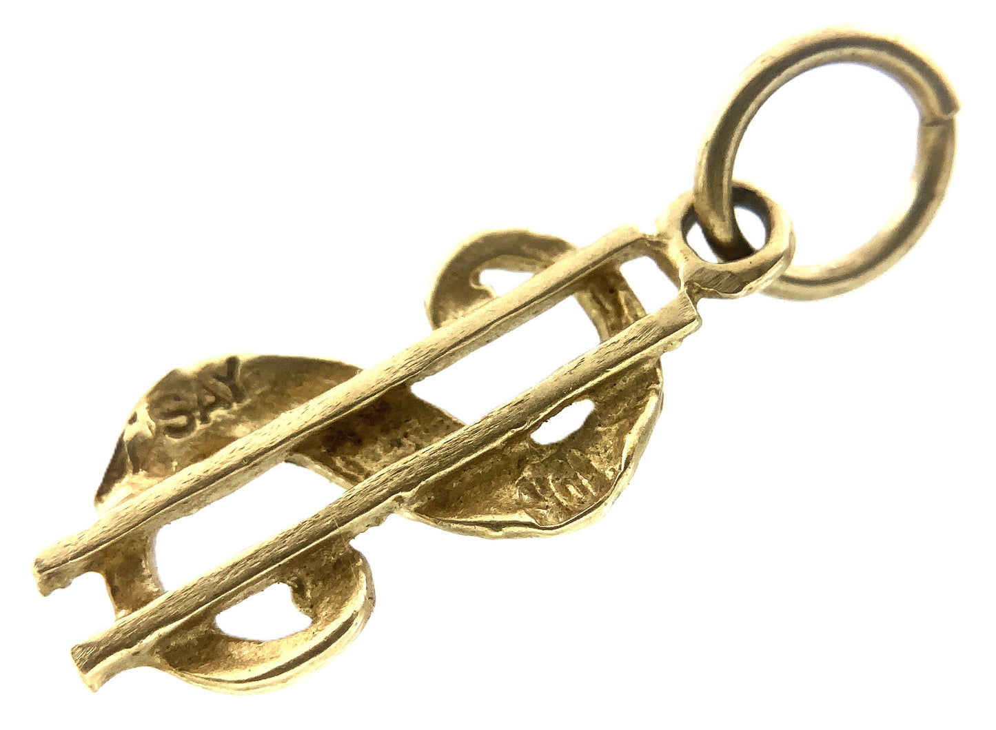 10K Yellow Gold Dollar Sign Money Charm Pendant AU341