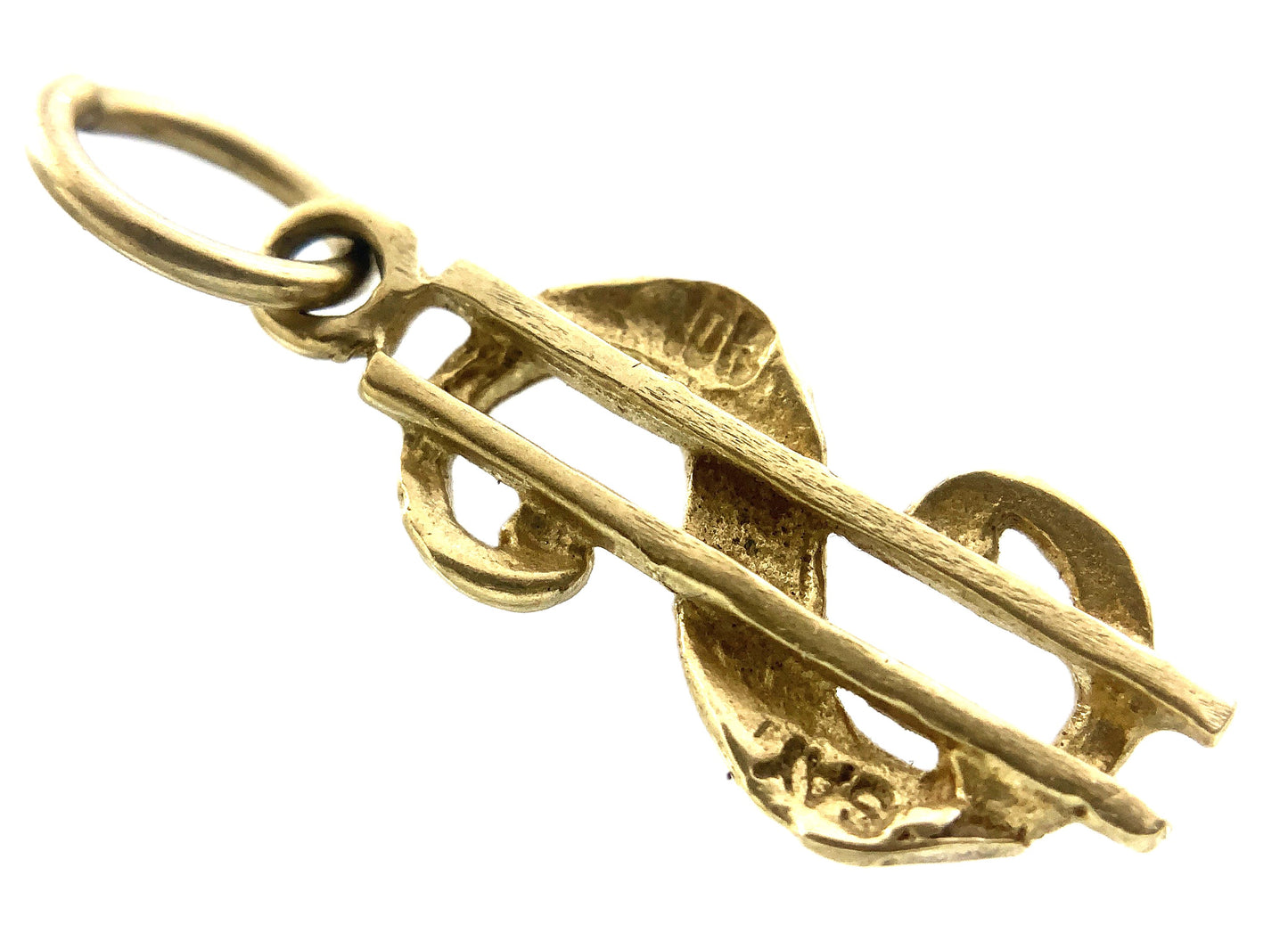 10K Yellow Gold Dollar Sign Money Charm Pendant AU341