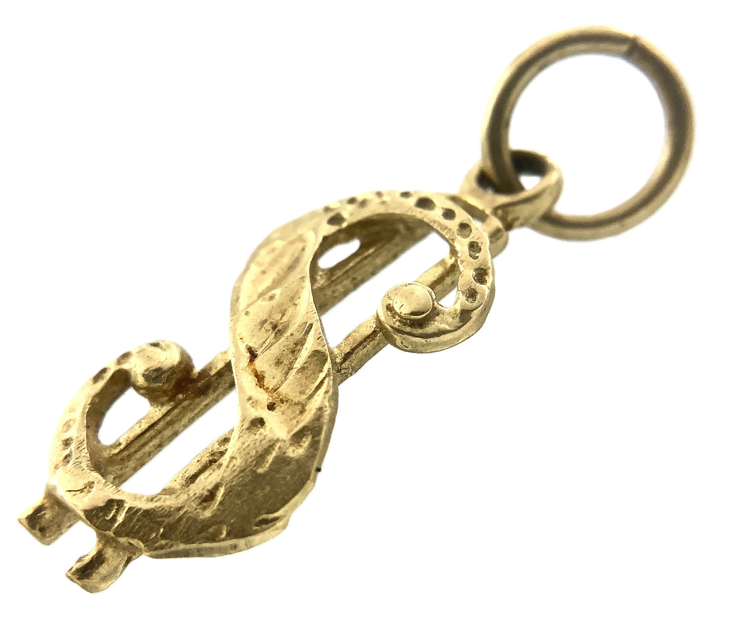 10K Yellow Gold Dollar Sign Money Charm Pendant AU341