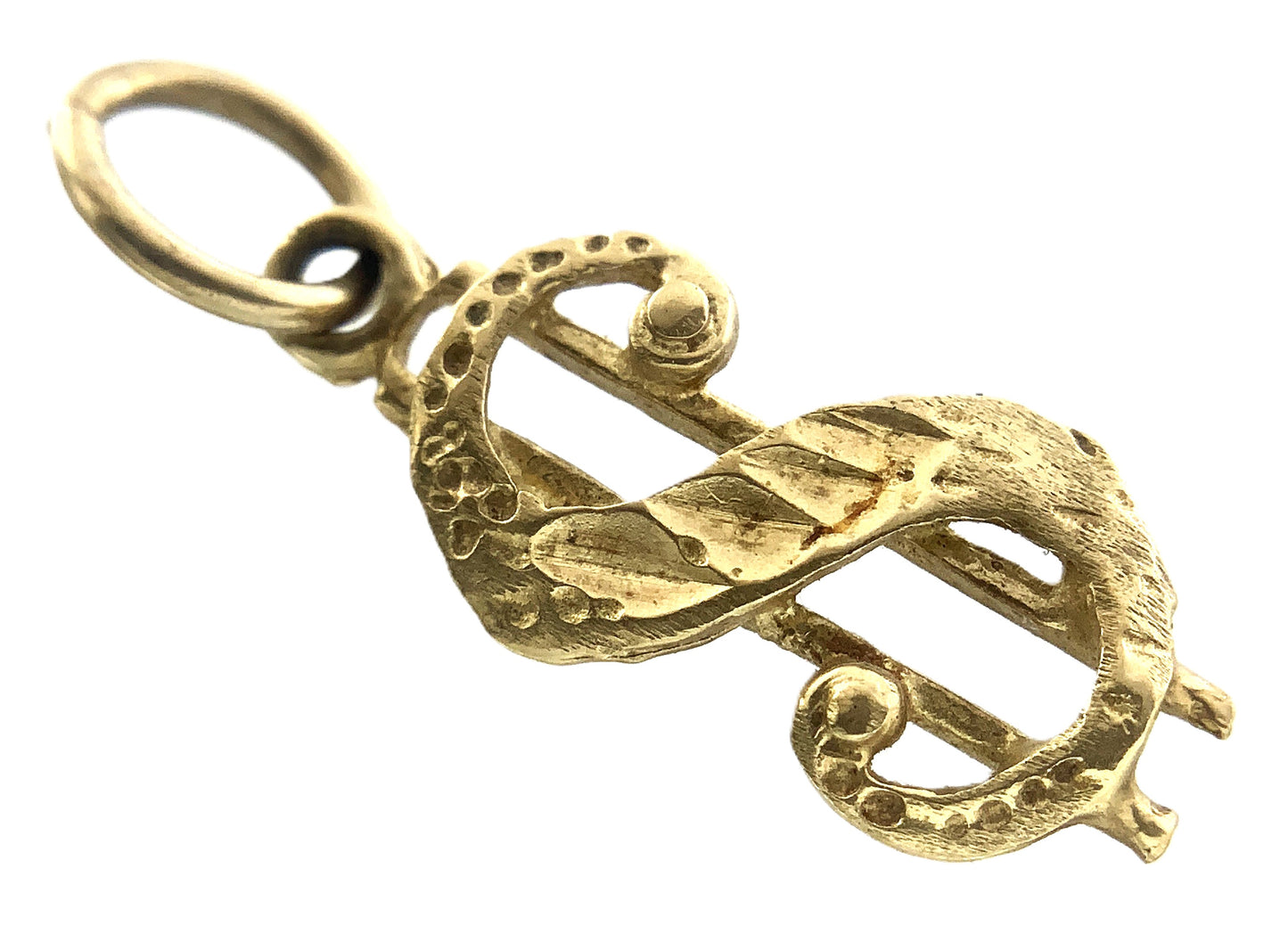 10K Yellow Gold Dollar Sign Money Charm Pendant AU341