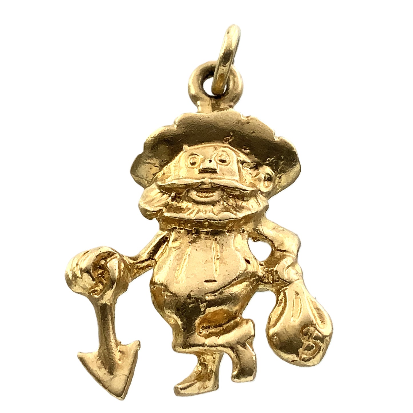 10K Vintage Yellow Gold Prospector with Shovel and Money Bag AU339