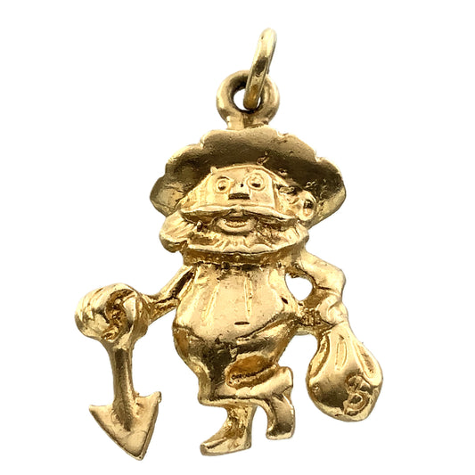 10K Vintage Yellow Gold Prospector with Shovel and Money Bag AU339