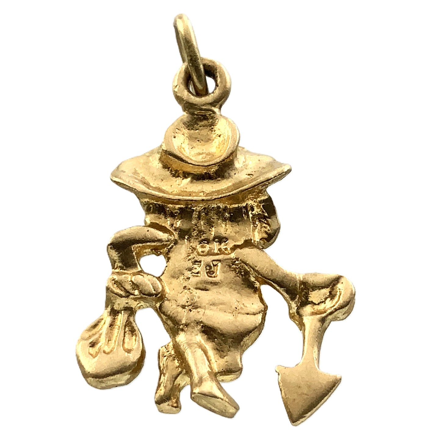 10K Vintage Yellow Gold Prospector with Shovel and Money Bag AU339
