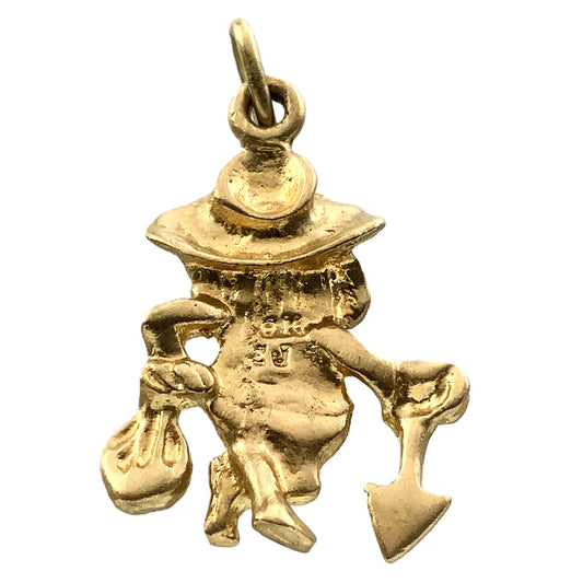 10K Vintage Yellow Gold Prospector with Shovel and Money Bag AU339