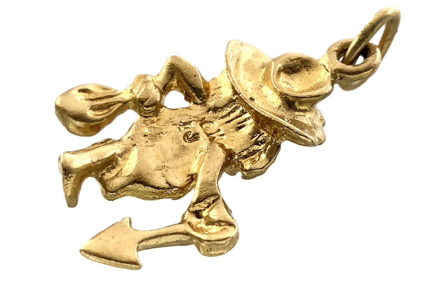 10K Vintage Yellow Gold Prospector with Shovel and Money Bag AU339