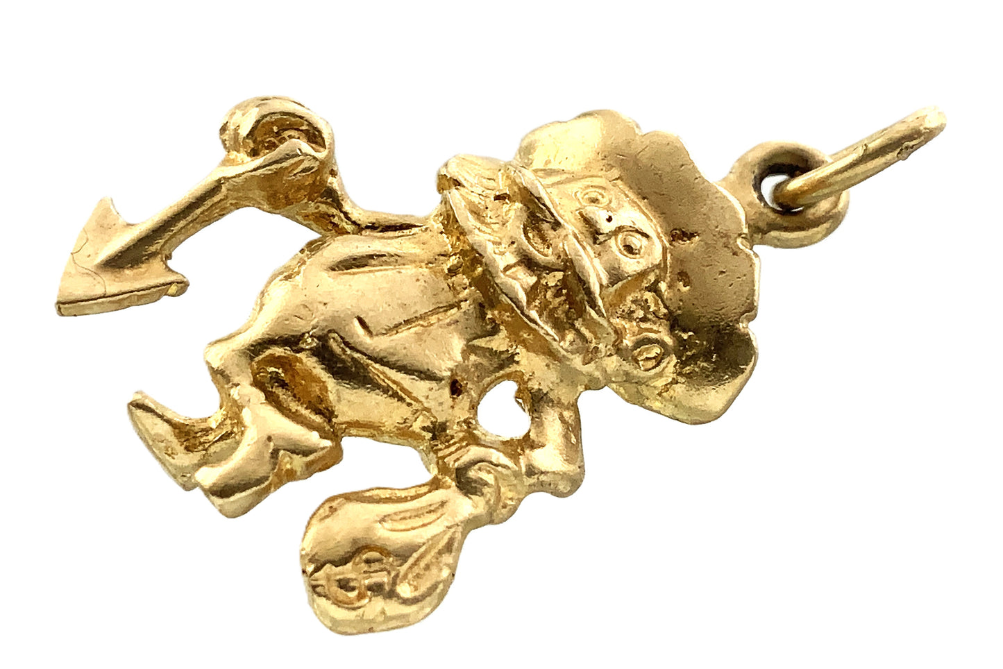 10K Vintage Yellow Gold Prospector with Shovel and Money Bag AU339