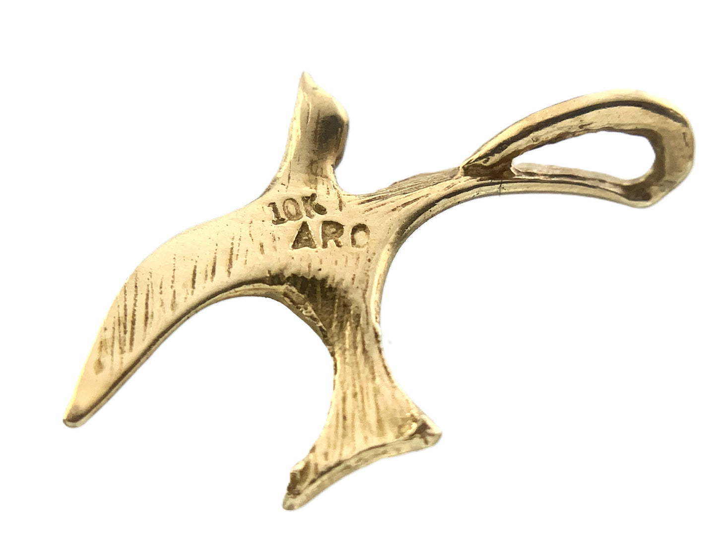 10K Yellow Gold Bird in Flight Charm Pendant AU342