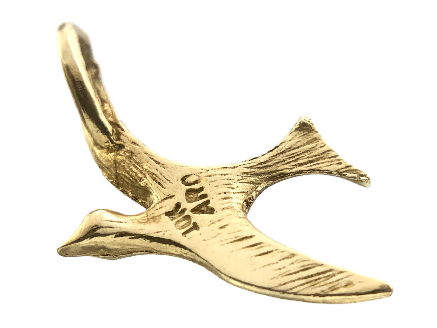 10K Yellow Gold Bird in Flight Charm Pendant AU342