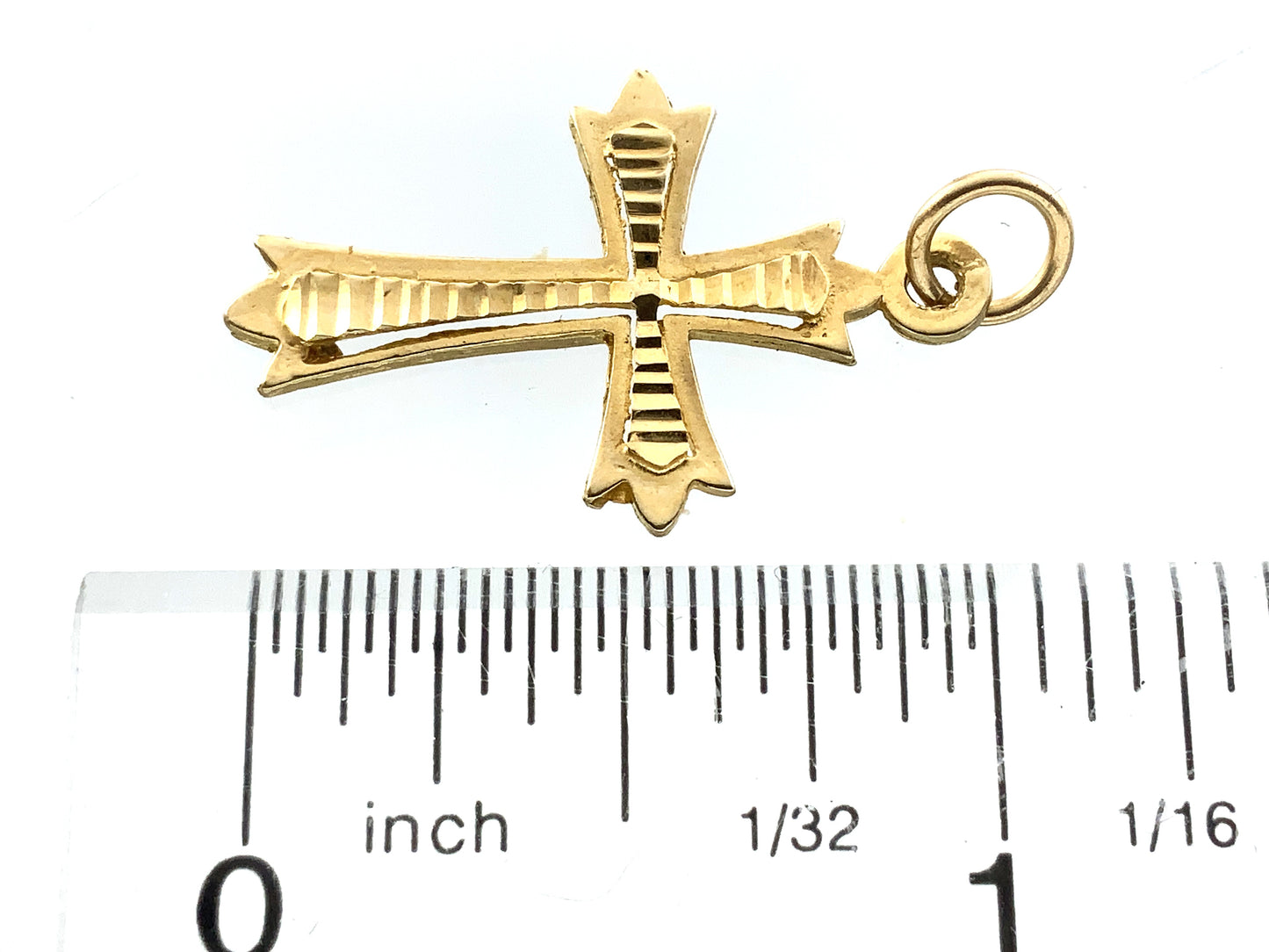 10K Yellow Gold Religious Christian Jesus Crucifix Diamond-Cut Cross Charm Pendant AU343