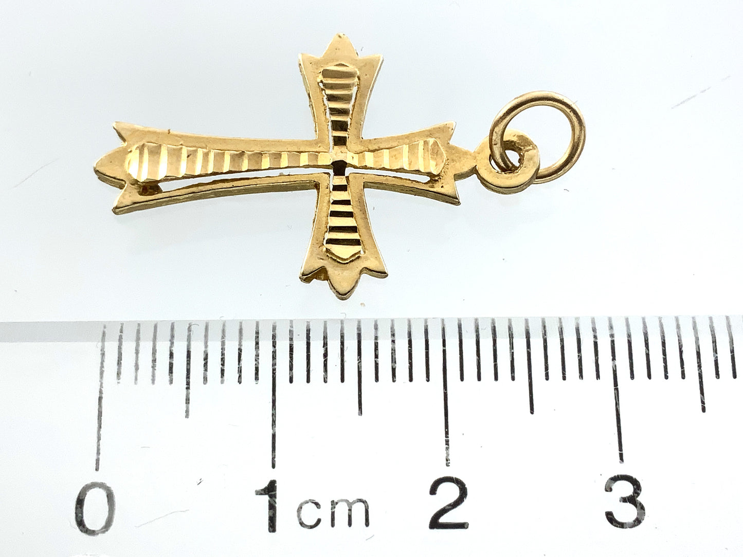 10K Yellow Gold Religious Christian Jesus Crucifix Diamond-Cut Cross Charm Pendant AU343