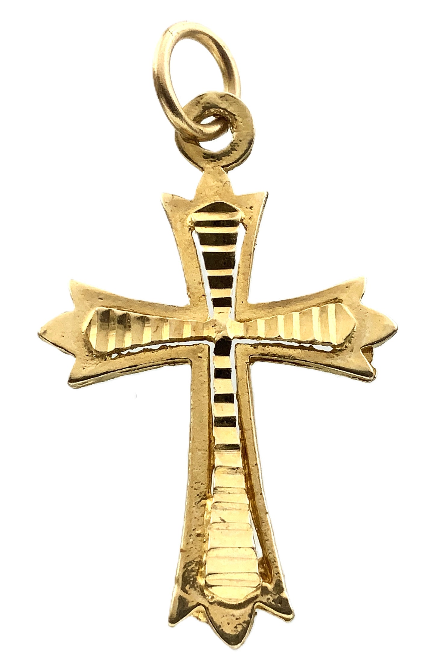 10K Yellow Gold Religious Christian Jesus Crucifix Diamond-Cut Cross Charm Pendant AU343