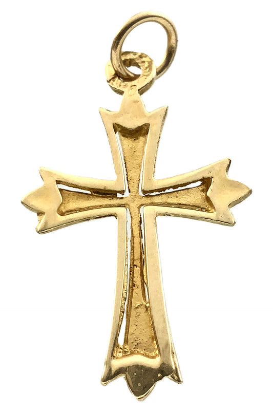 10K Yellow Gold Religious Christian Jesus Crucifix Diamond-Cut Cross Charm Pendant AU343