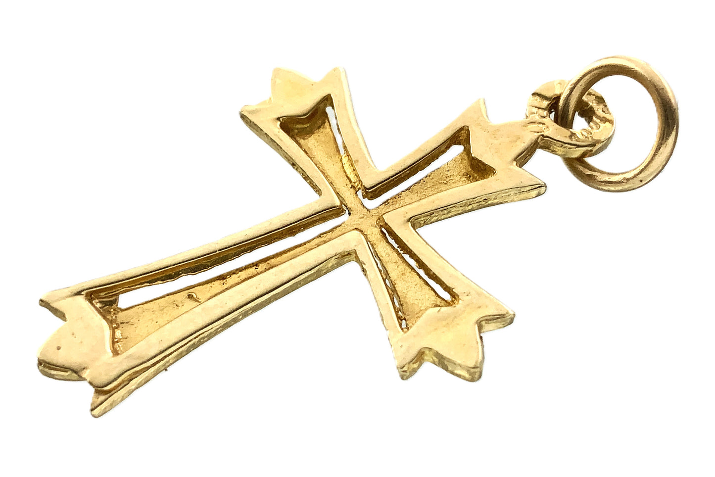10K Yellow Gold Religious Christian Jesus Crucifix Diamond-Cut Cross Charm Pendant AU343