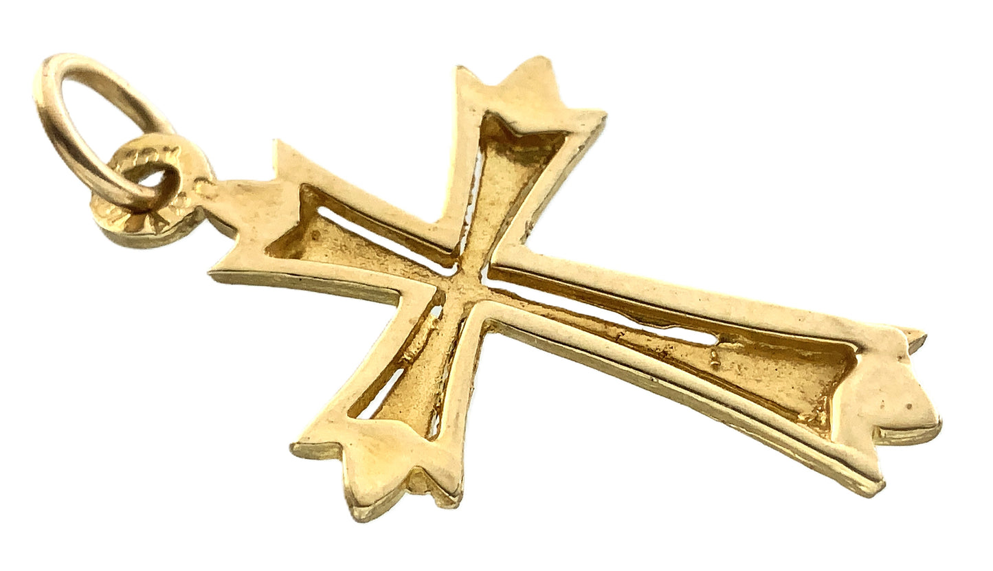 10K Yellow Gold Religious Christian Jesus Crucifix Diamond-Cut Cross Charm Pendant AU343