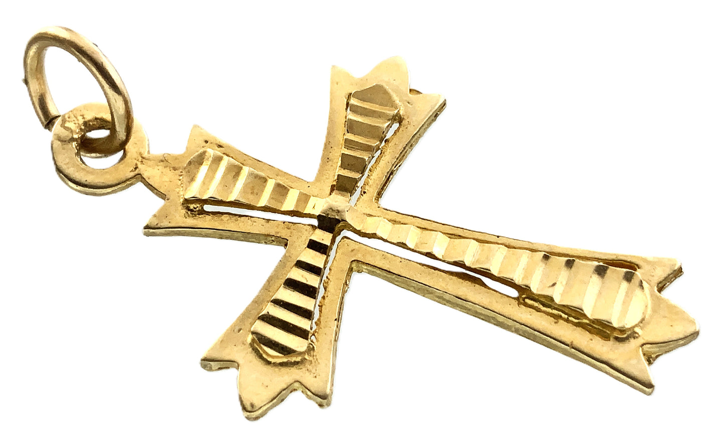 10K Yellow Gold Religious Christian Jesus Crucifix Diamond-Cut Cross Charm Pendant AU343