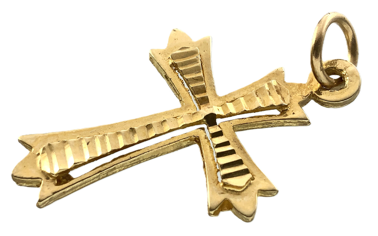 10K Yellow Gold Religious Christian Jesus Crucifix Diamond-Cut Cross Charm Pendant AU343