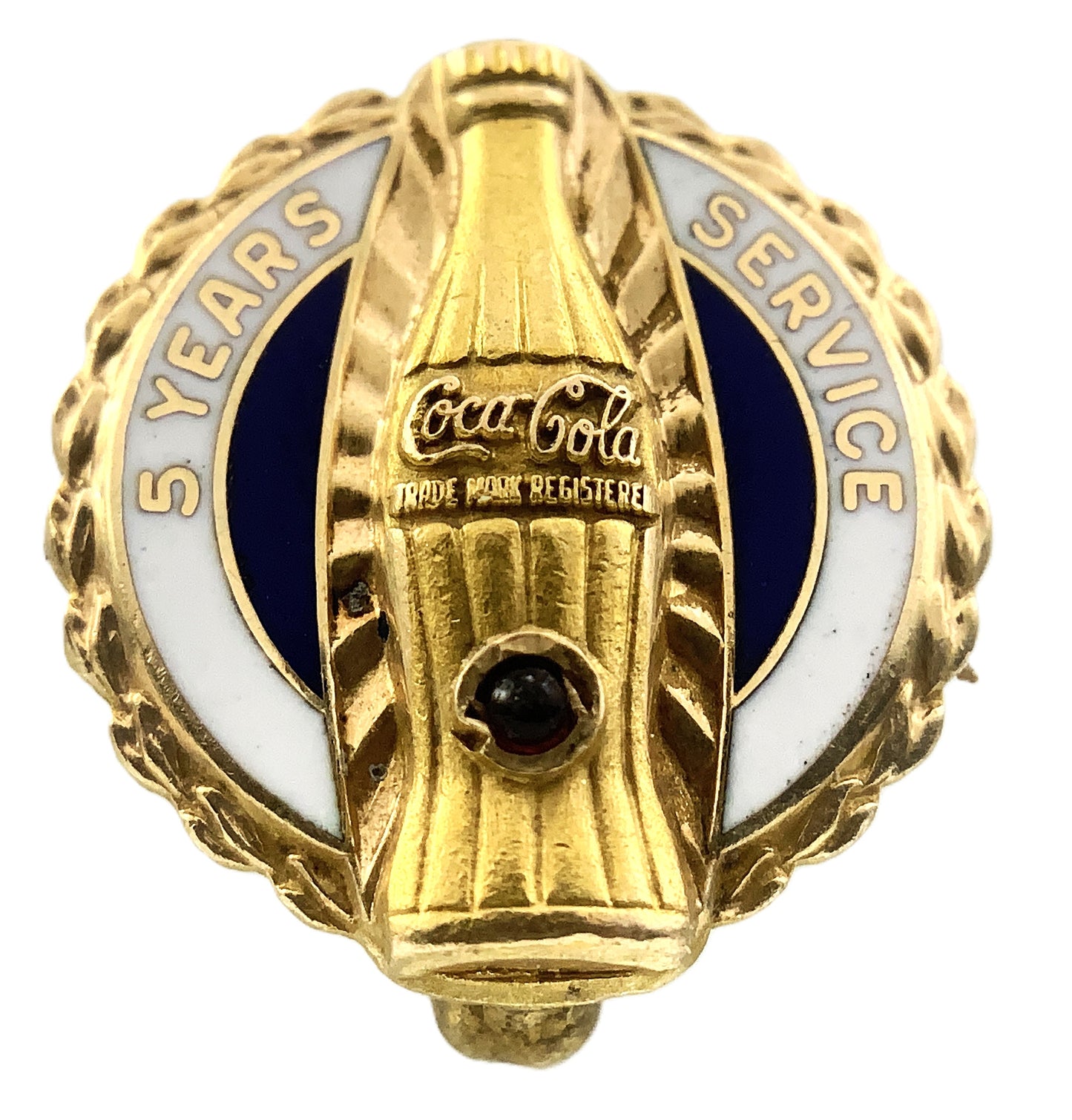 10K Yellow Gold Vintage Coca Cola Glass Bottle 5 Years of Service Brooch Pin AU344