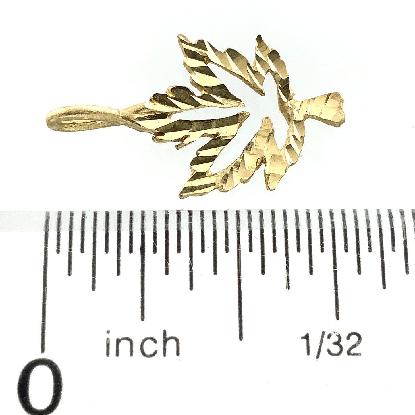 10K Yellow Gold Diamond Cut Maple Leaf Necklace Bracelet Charm Pendant AU345