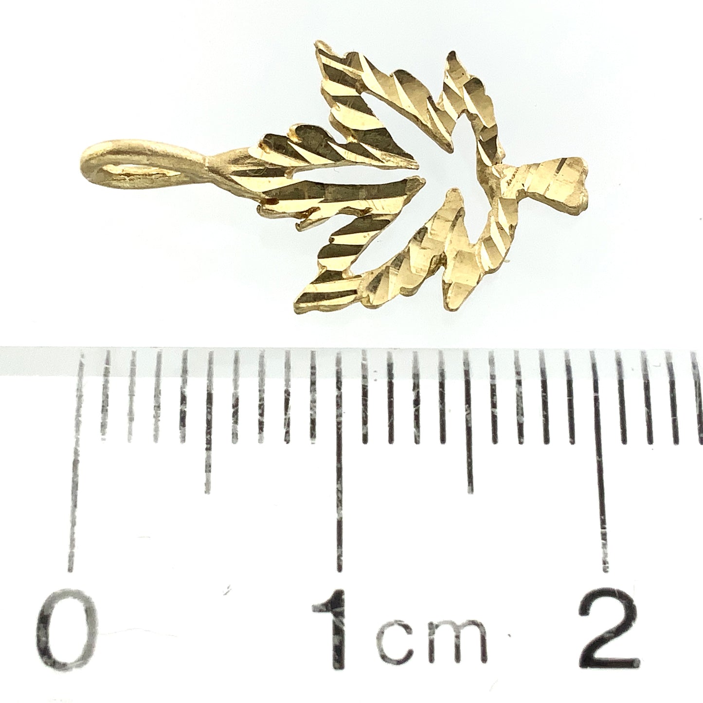 10K Yellow Gold Diamond Cut Maple Leaf Necklace Bracelet Charm Pendant AU345