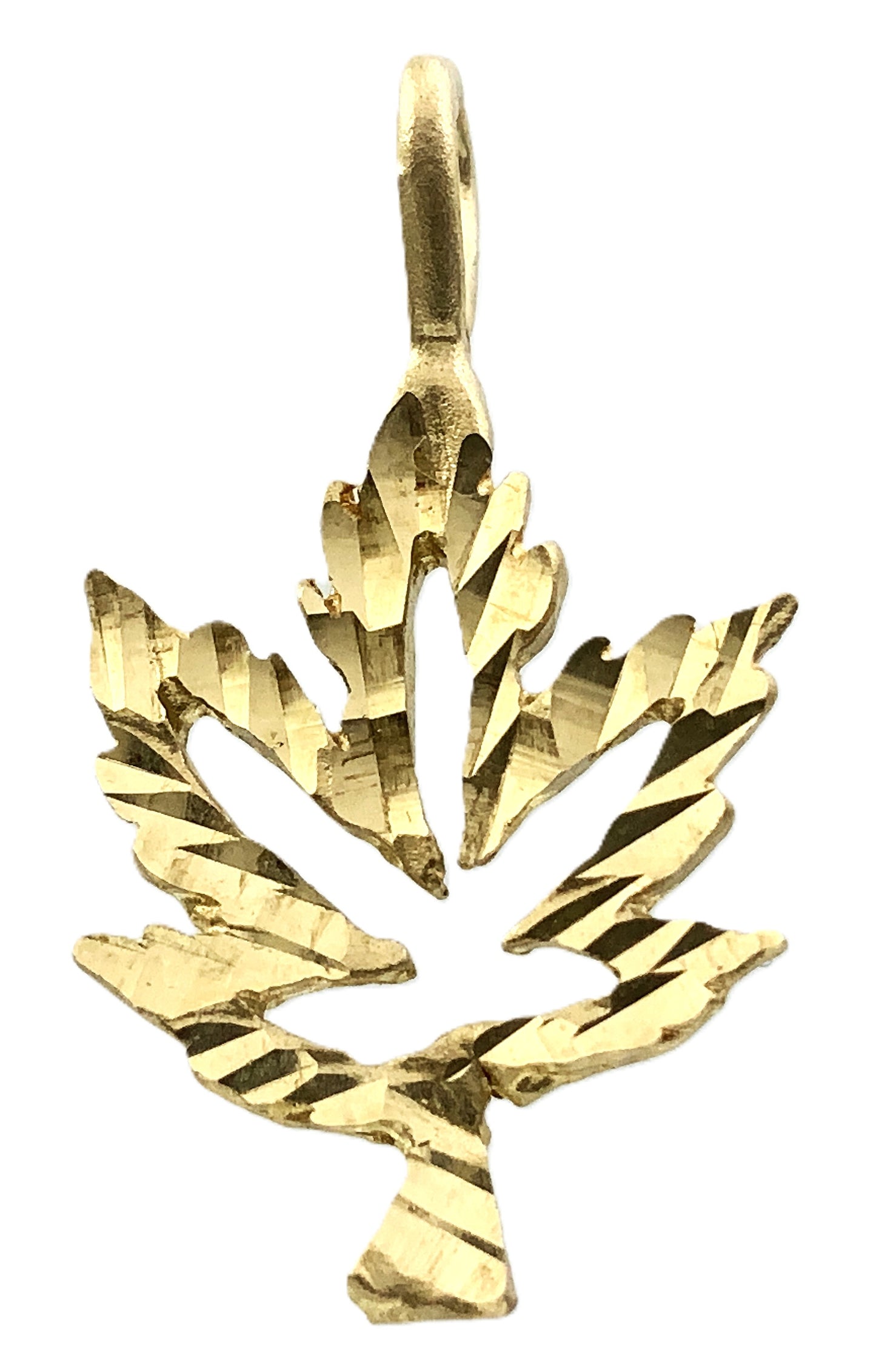 10K Yellow Gold Diamond Cut Maple Leaf Necklace Bracelet Charm Pendant AU345