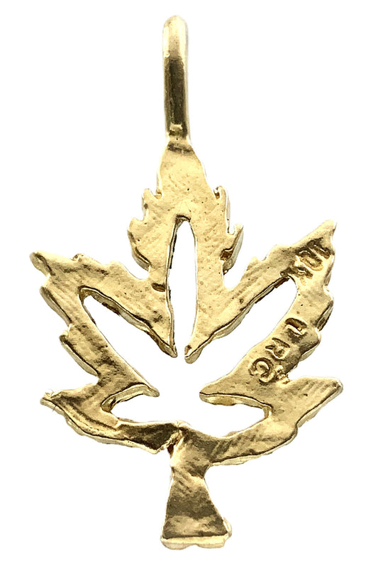 10K Yellow Gold Diamond Cut Maple Leaf Necklace Bracelet Charm Pendant AU345