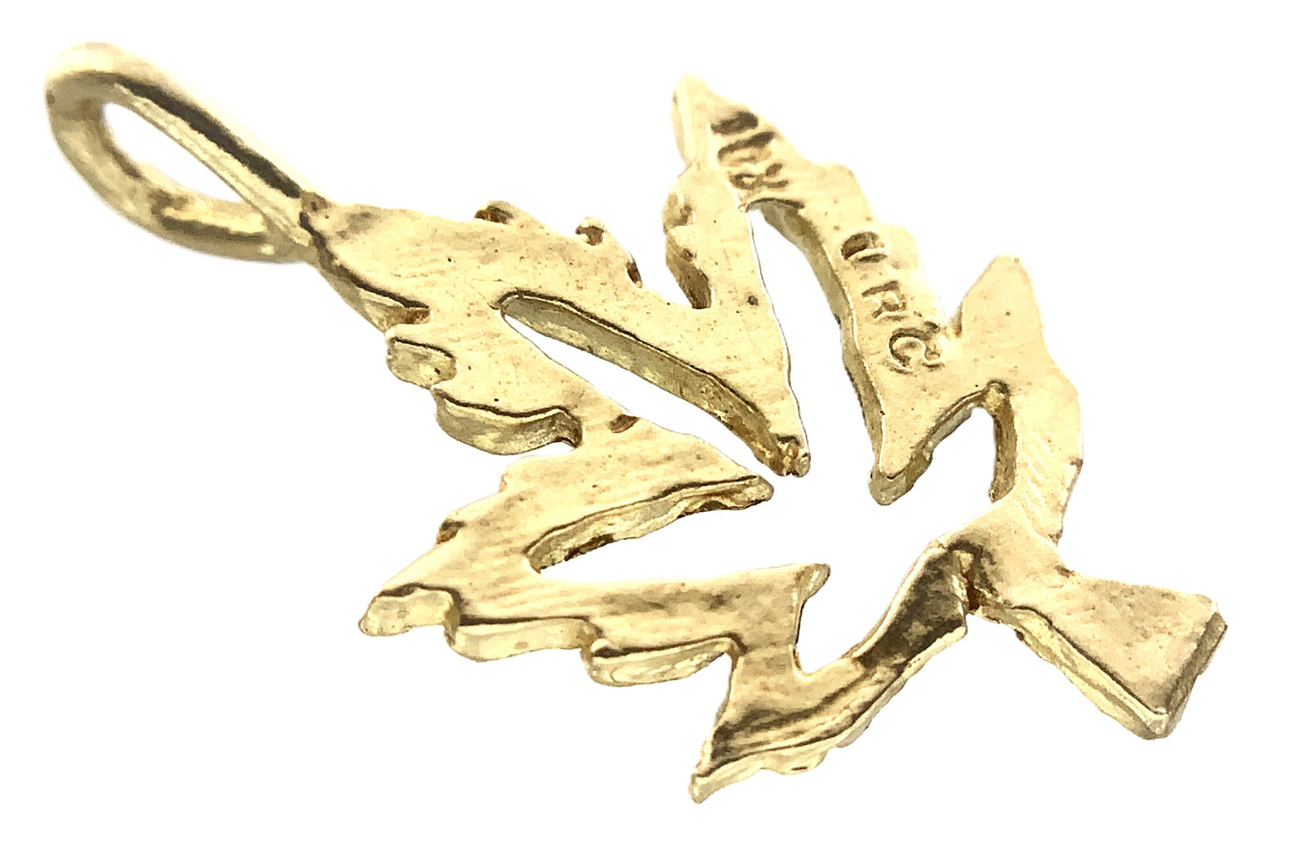 10K Yellow Gold Diamond Cut Maple Leaf Necklace Bracelet Charm Pendant AU345