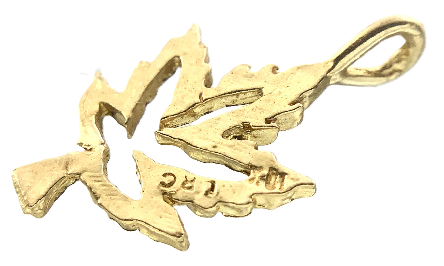 10K Yellow Gold Diamond Cut Maple Leaf Necklace Bracelet Charm Pendant AU345