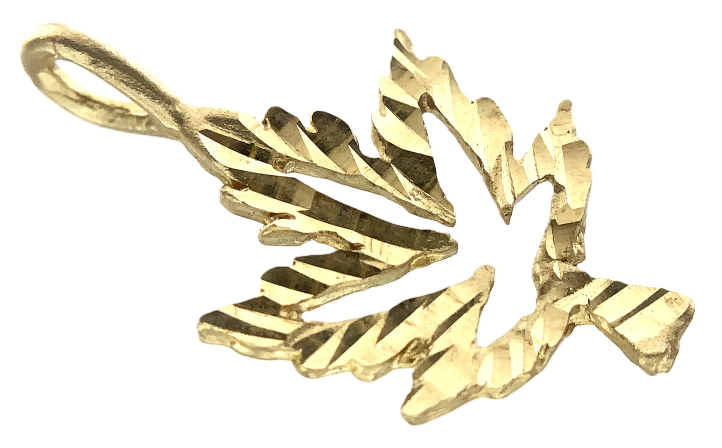 10K Yellow Gold Diamond Cut Maple Leaf Necklace Bracelet Charm Pendant AU345