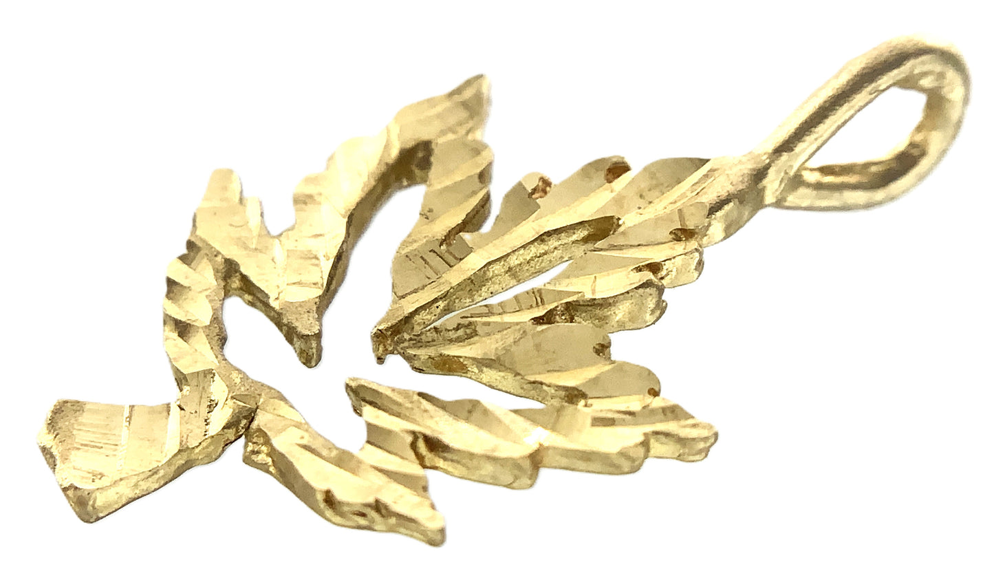 10K Yellow Gold Diamond Cut Maple Leaf Necklace Bracelet Charm Pendant AU345