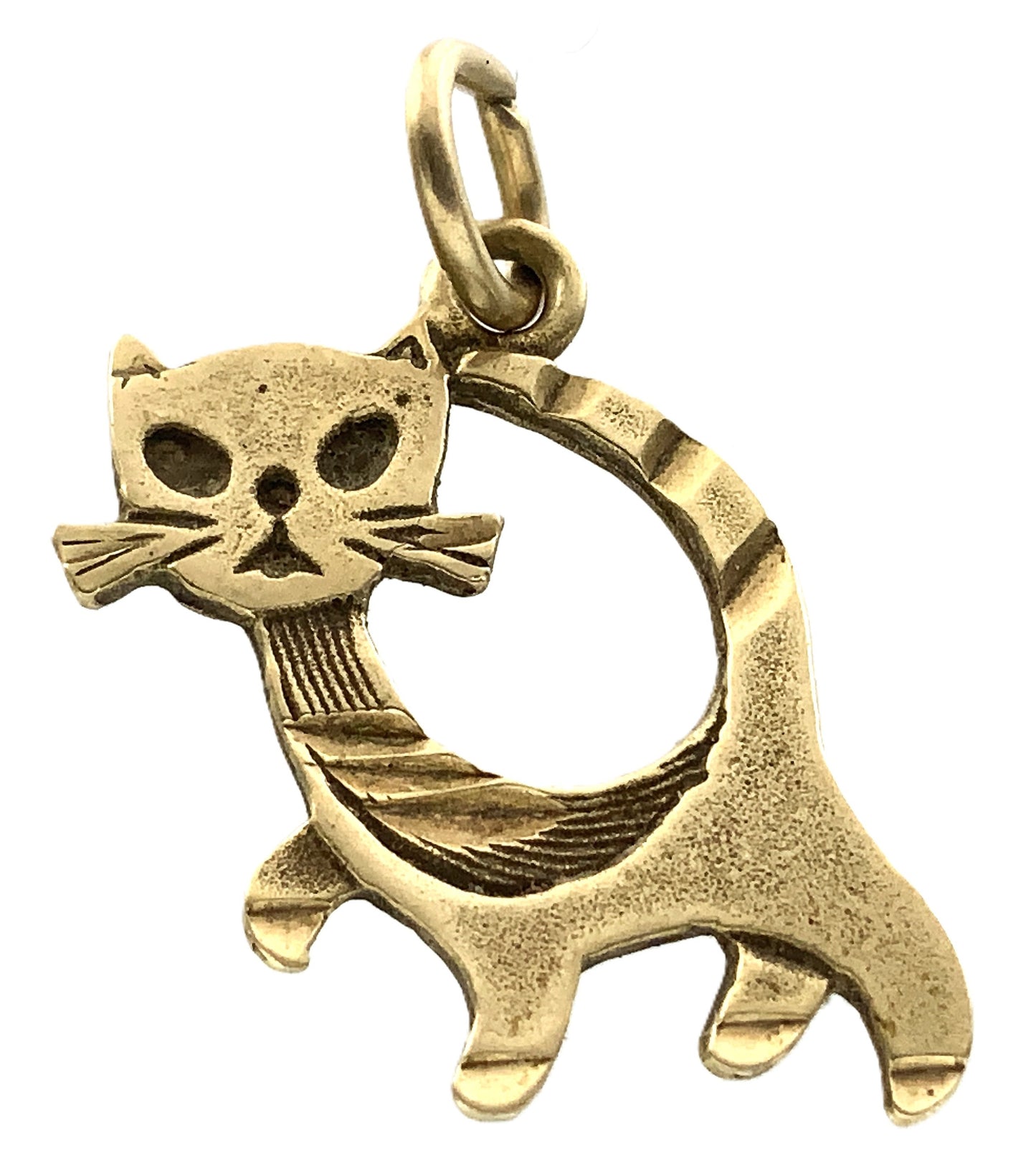 10K Yellow Gold Atomic Era Tom Cat Necklace Bracelet Charm Pendant AU346