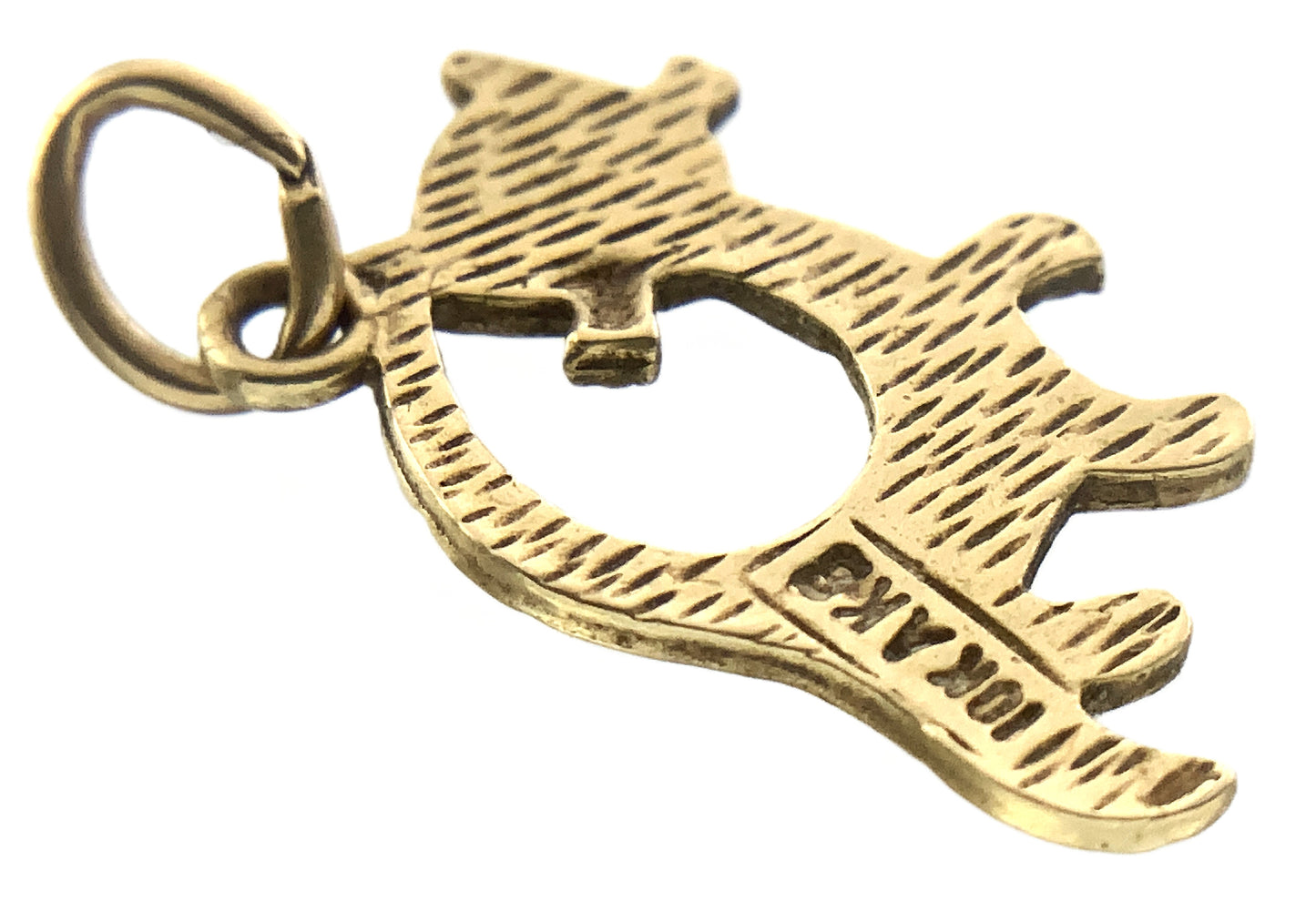 10K Yellow Gold Atomic Era Tom Cat Necklace Bracelet Charm Pendant AU346