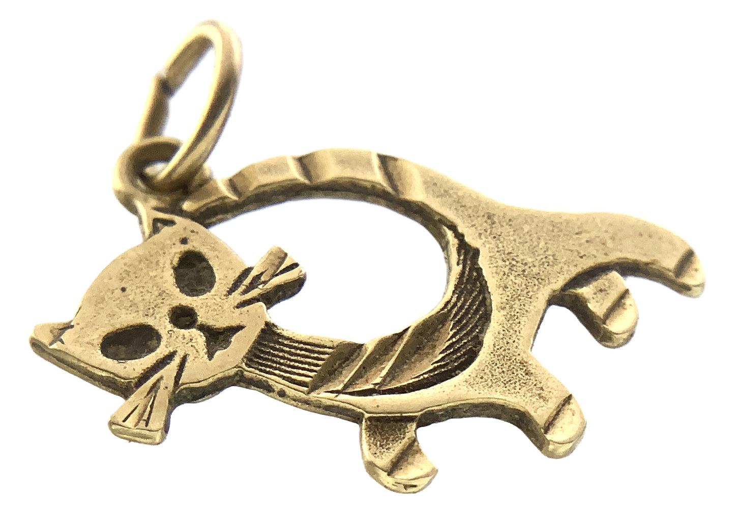10K Yellow Gold Atomic Era Tom Cat Necklace Bracelet Charm Pendant AU346