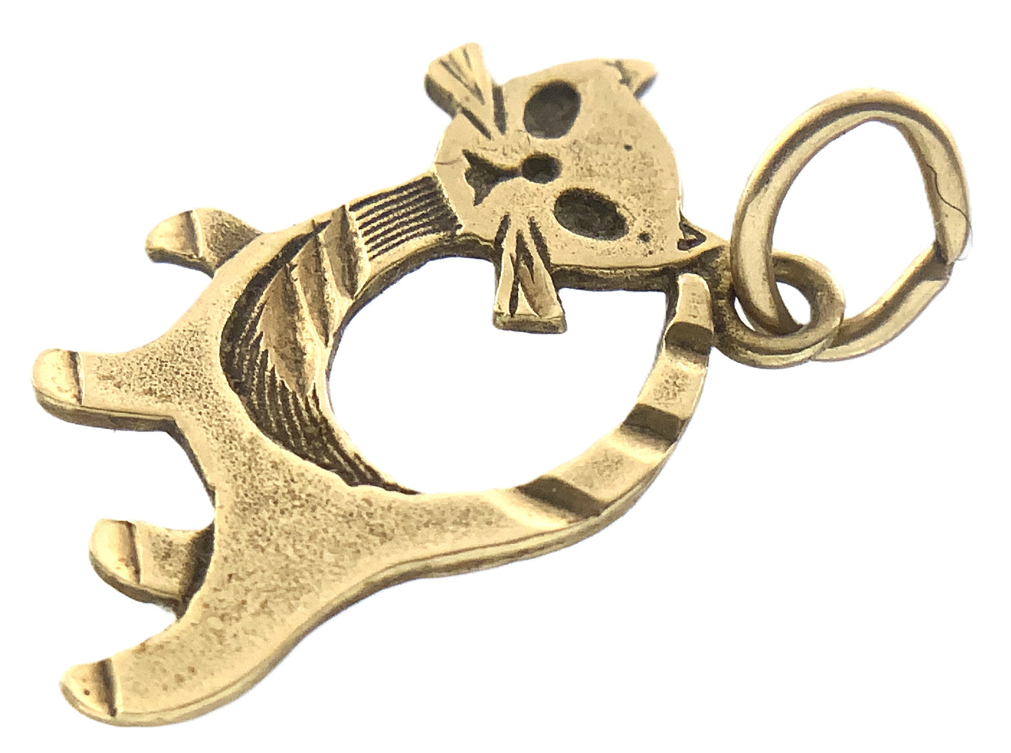 10K Yellow Gold Atomic Era Tom Cat Necklace Bracelet Charm Pendant AU346