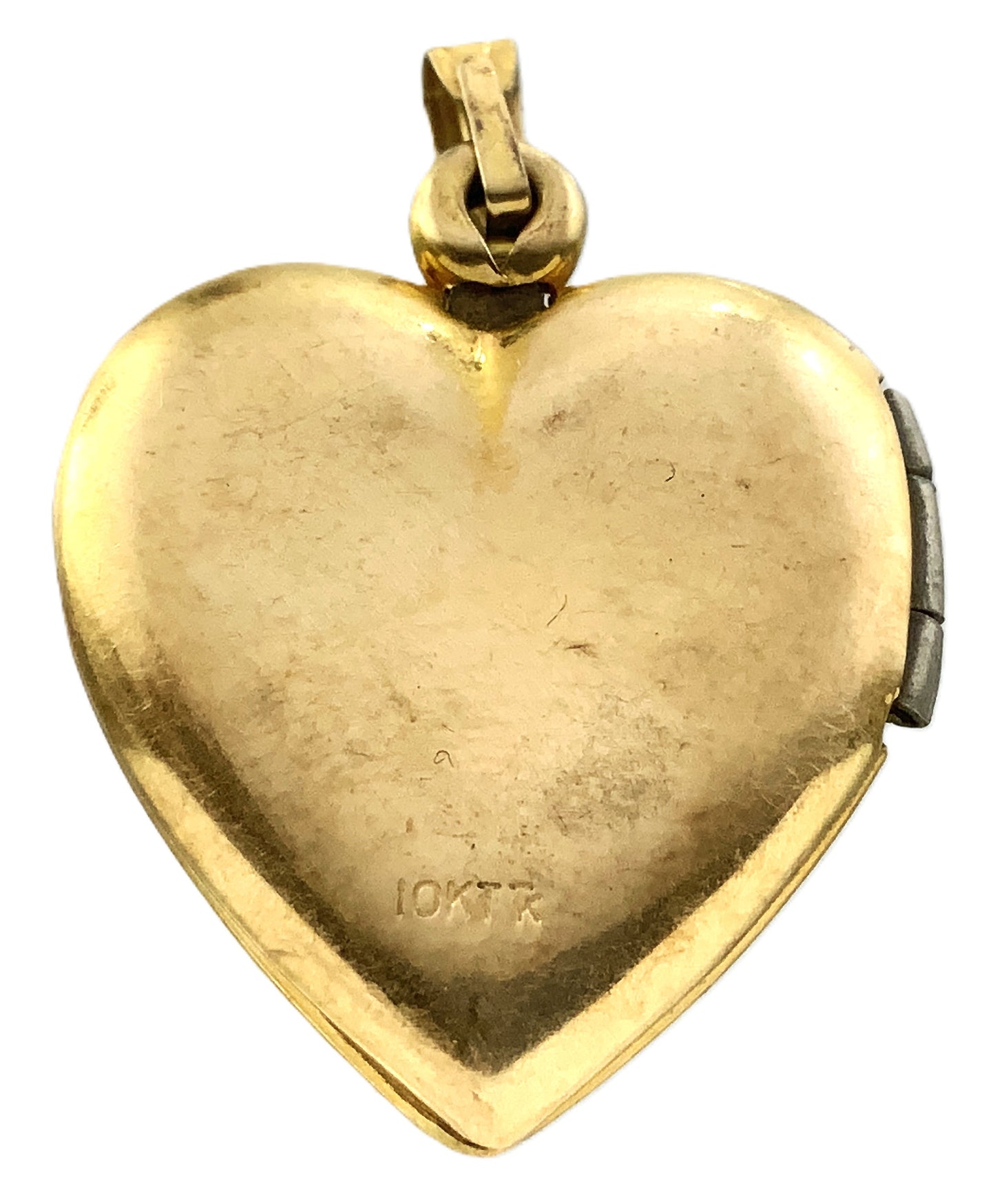 10K Yellow Gold Antique Victorian Etched Heart with Diamond Locket AU347