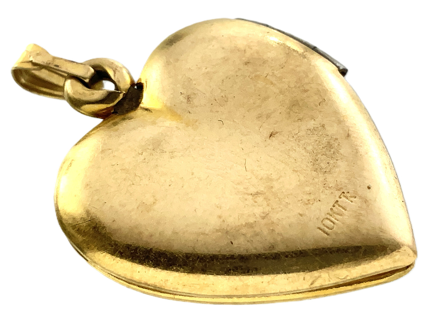 10K Yellow Gold Antique Victorian Etched Heart with Diamond Locket AU347