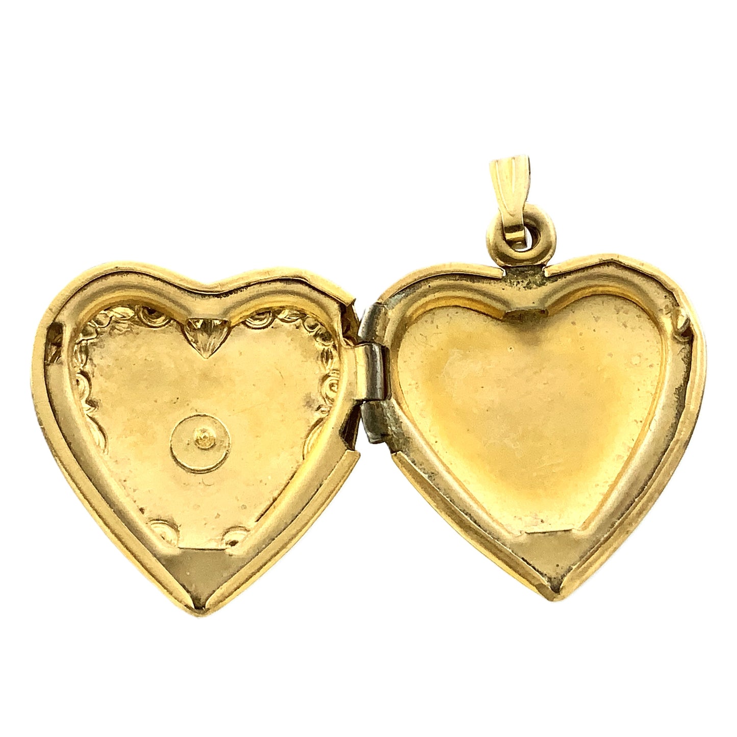 10K Yellow Gold Antique Victorian Etched Heart with Diamond Locket AU347