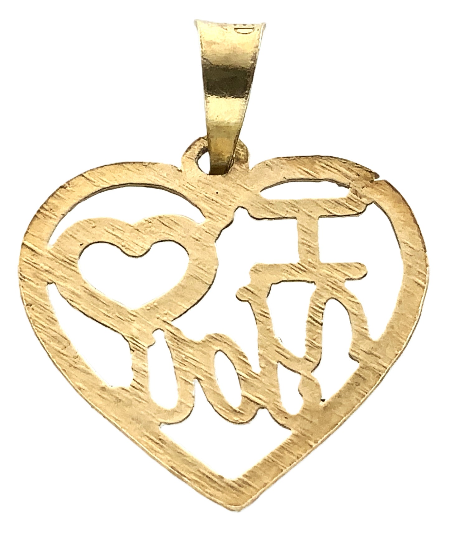 10K Yellow Gold I Heart Love You Heart Frame Charm Pendant AU349