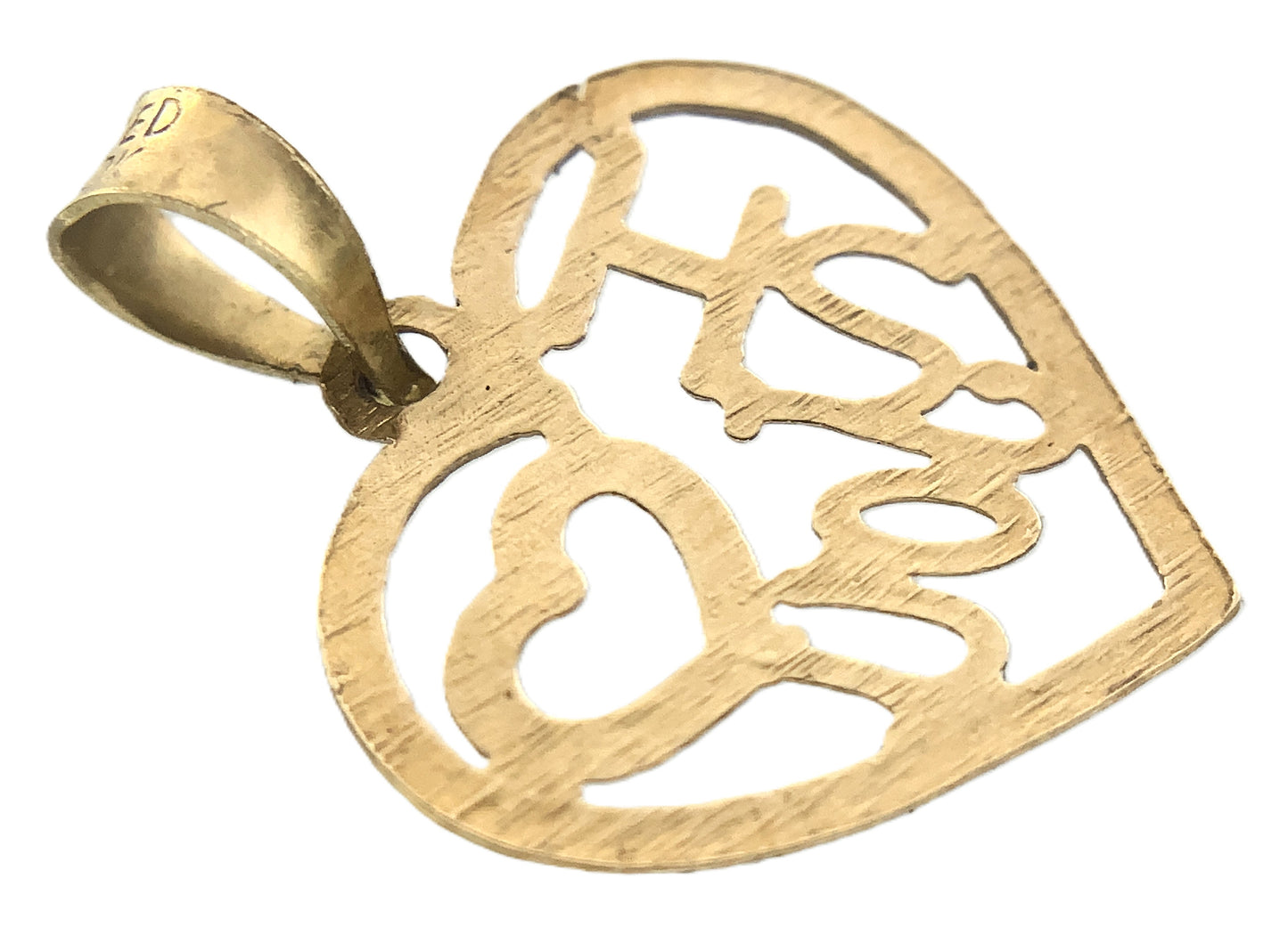 10K Yellow Gold I Heart Love You Heart Frame Charm Pendant AU349