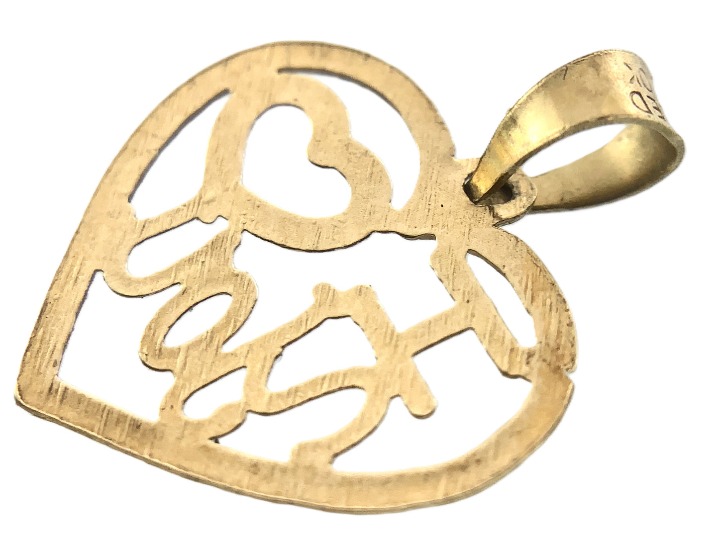 10K Yellow Gold I Heart Love You Heart Frame Charm Pendant AU349