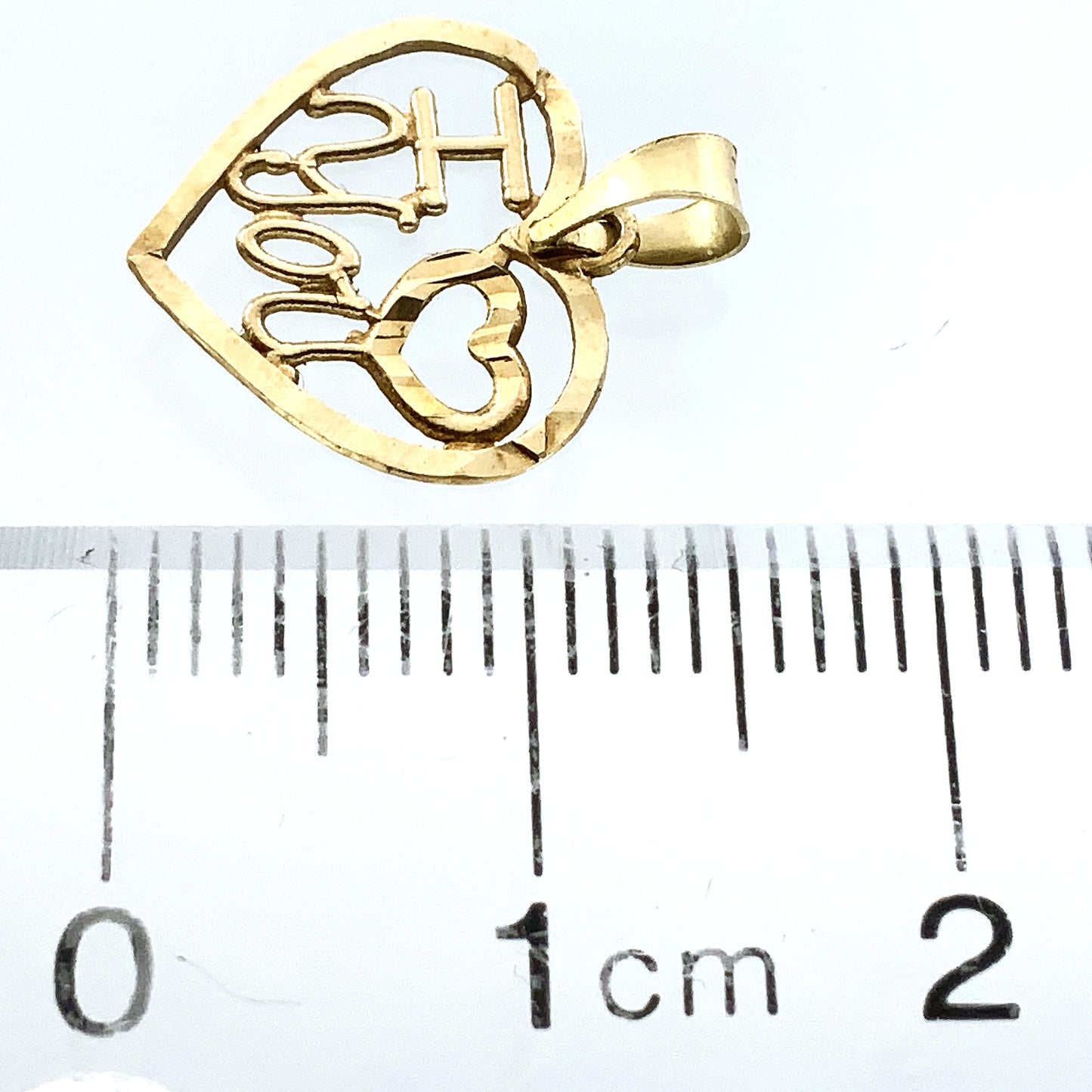 10K Yellow Gold I Heart Love You Heart Frame Charm Pendant AU349