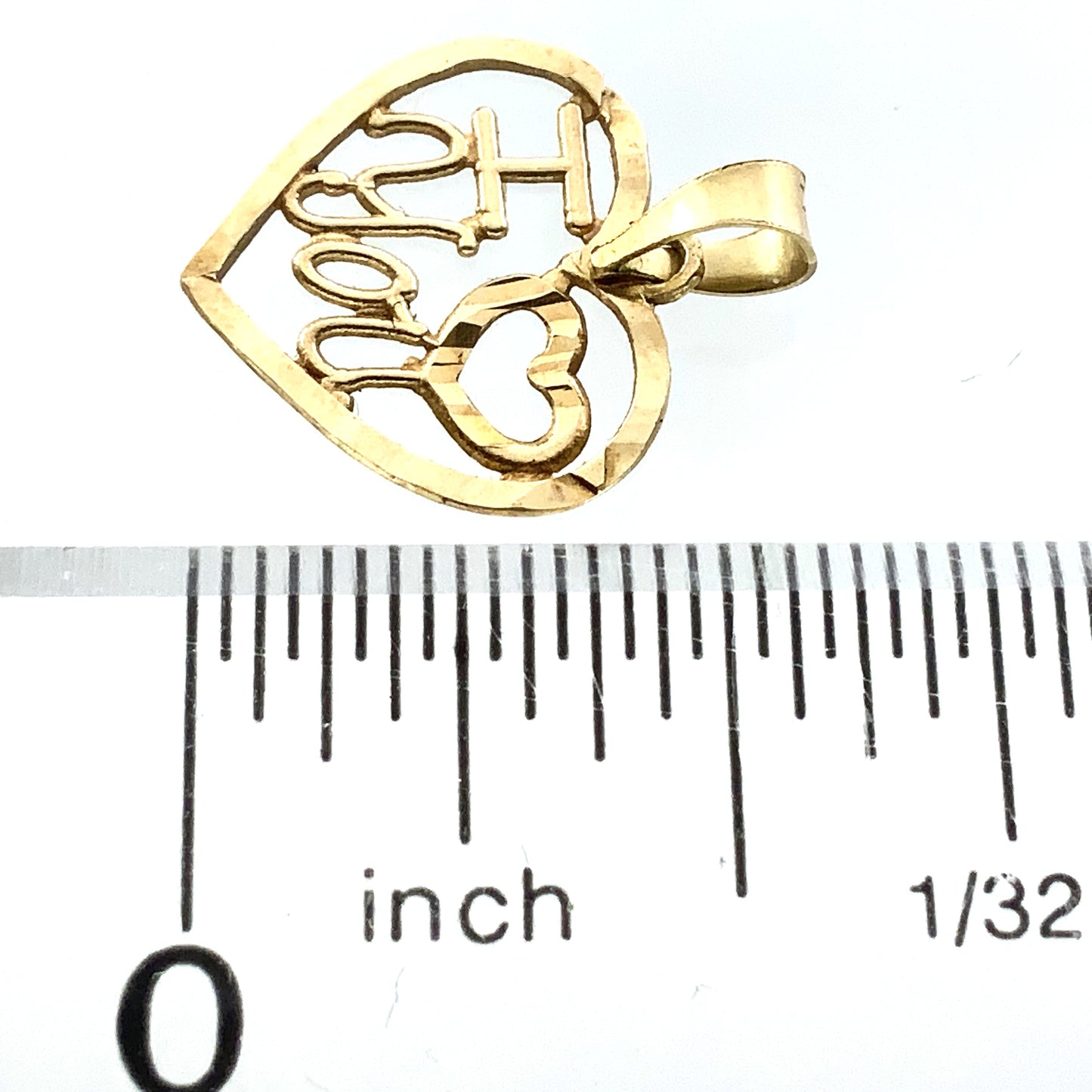 10K Yellow Gold I Heart Love You Heart Frame Charm Pendant AU349