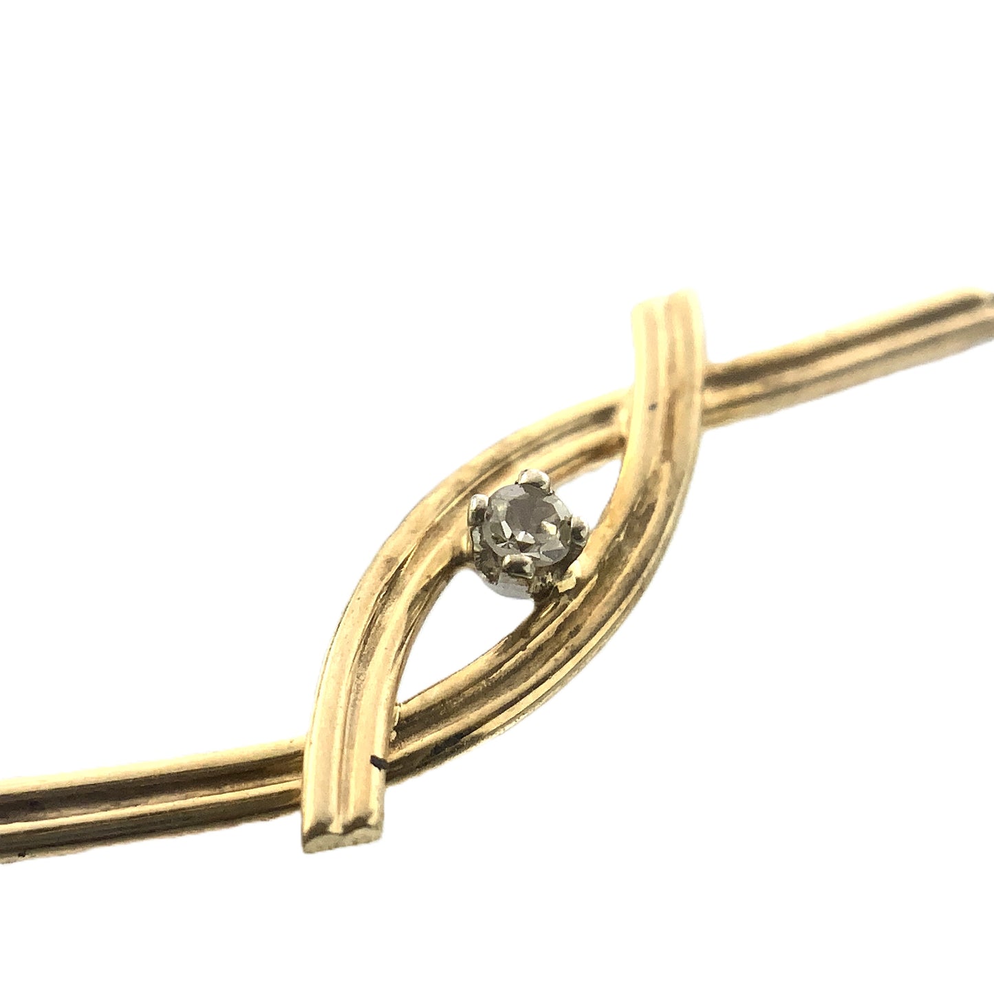 10K Yellow Gold Interlocking Design Feature with Round Solitaire Moissanite Chain 8 in x 1 mm Bracelet AU351