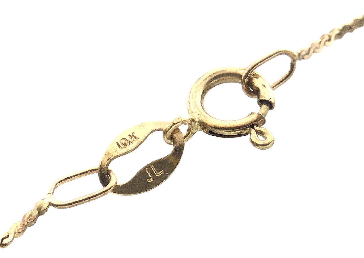 10K Yellow Gold Interlocking Design Feature with Round Solitaire Moissanite Chain 8 in x 1 mm Bracelet AU351