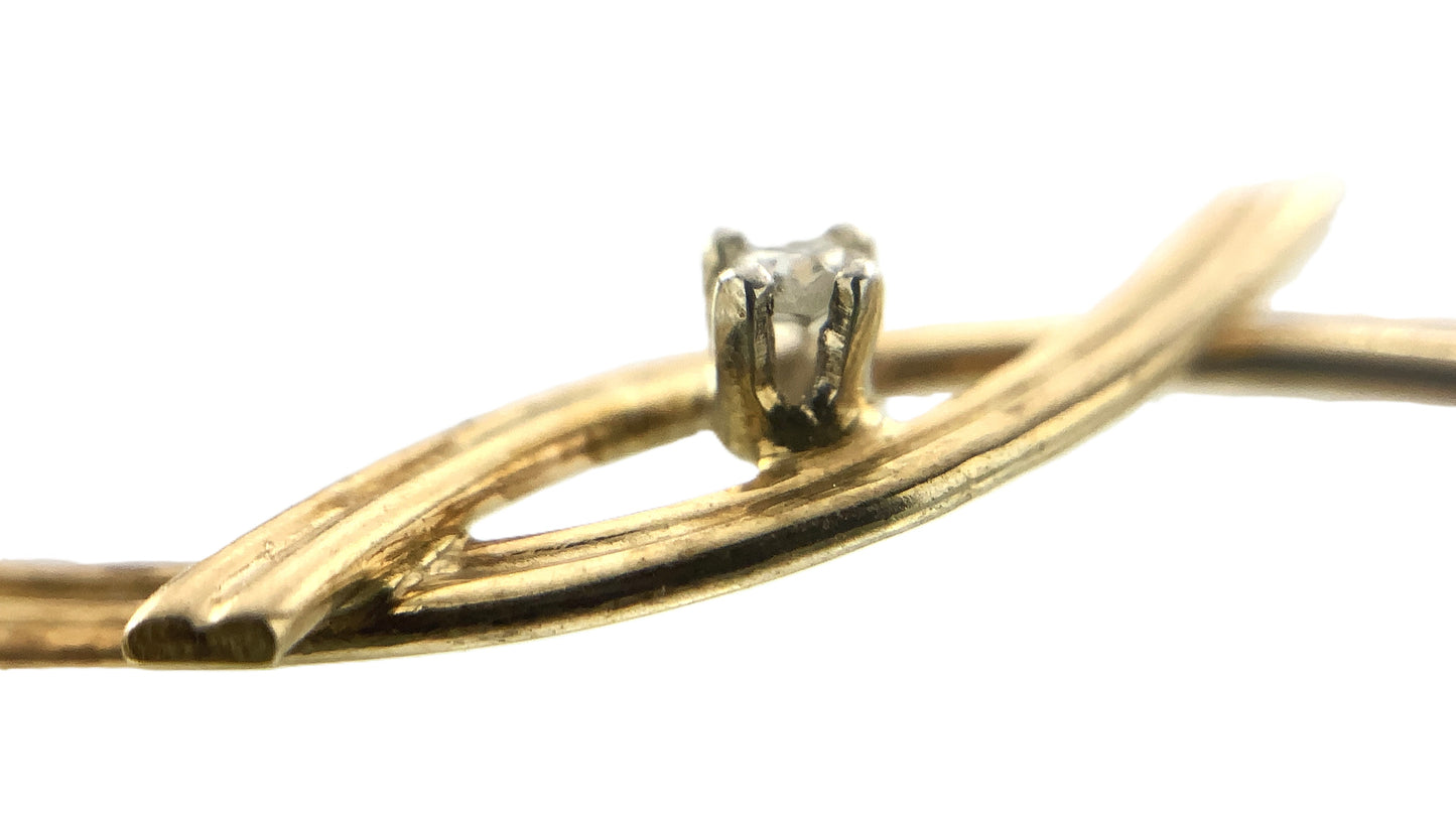 10K Yellow Gold Interlocking Design Feature with Round Solitaire Moissanite Chain 8 in x 1 mm Bracelet AU351