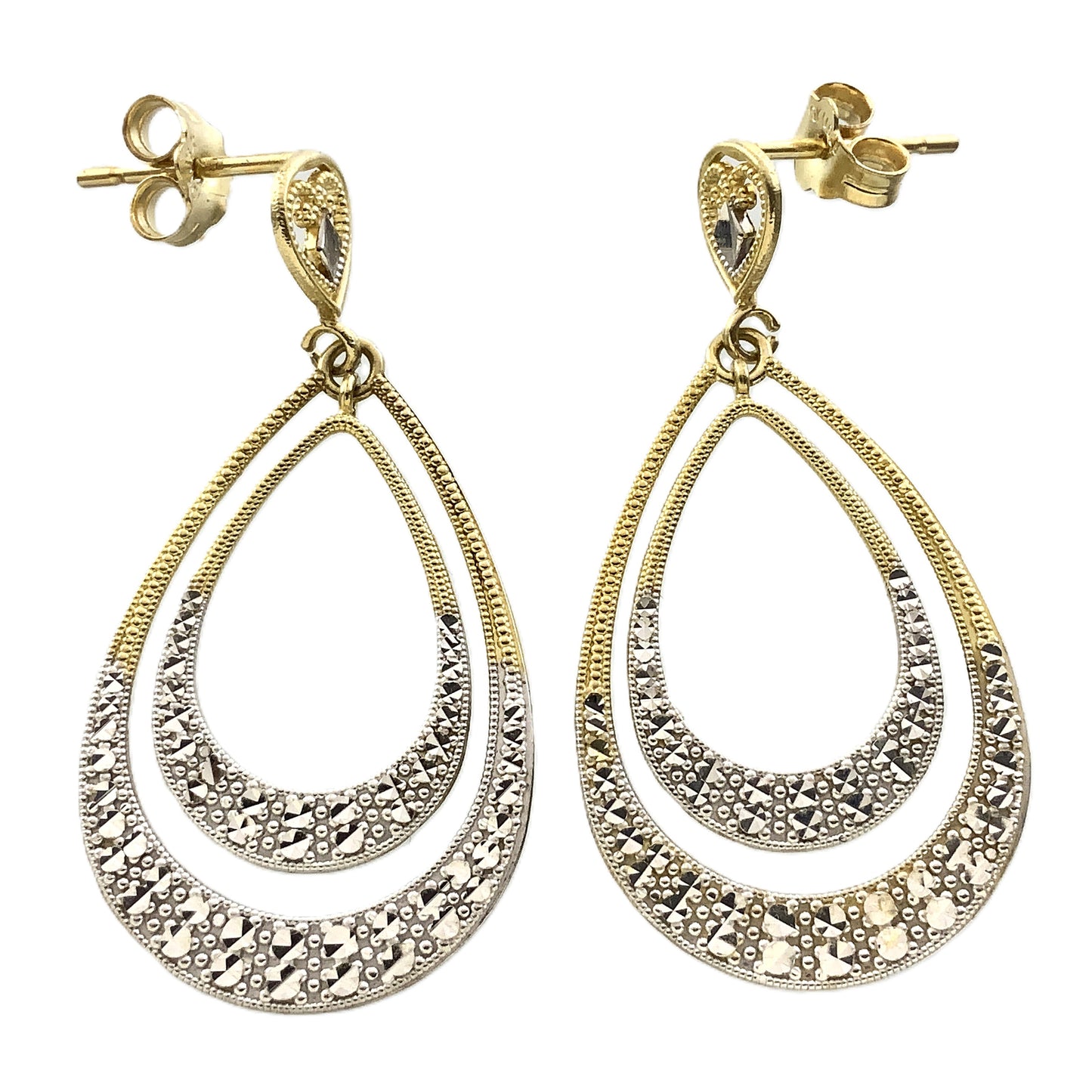 10K Yellow Gold Diamond Cut Finish Push Back Closure Earrings AU352